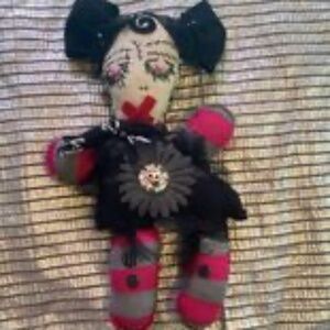Handmade Goth Doll Upcycled Materials
